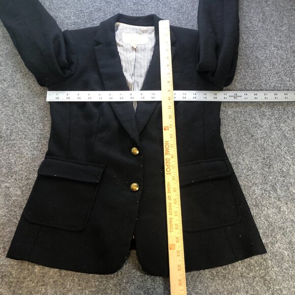 Banana Republic Equestrian Jacket Womens 2 Black Elbow Patches Wool Blend - Picture 6 of 12